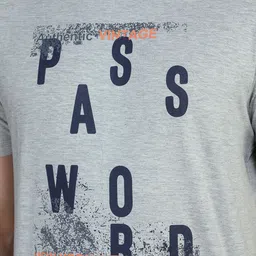 TQS Men Grey & sky gray Typography Printed Raw Edge T-shirt image 2