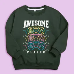 NUSYL Kids Typography Printed Oversized Fleece Pullover image 4