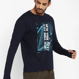 appulse Men Navy Blue Typography Printed Raw Edge T-shirt image 3