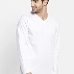 METTLE Men White Henley Neck Extended Sleeves T-shirt image 3