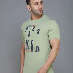 TQS Men Olive Green Typography Printed Raw Edge T-shirt image 4