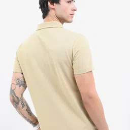HIGHLANDER Men Popcorn Structured Regular Fit Polo Collar T-shirt image 5