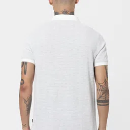 Jack & Jones Men White Textured Polo Collar Casual T-Shirt image 4