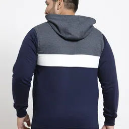 Kalt Plus Size Men Navy Blue Colourblocked Sweatshirt image 5