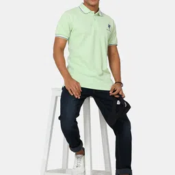 Masculino Latino Men Green Polo Collar Bio Finish Applique T-shirt image 5