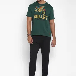 Royal Enfield Men Green & Yellow Typography Printed T-shirt image 5