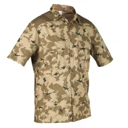 Beige Island camouflage hunting short-sleeved shirt-image-61