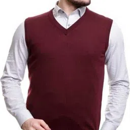 Men Solid V Neck Reversible Maroon Sweater-image-64