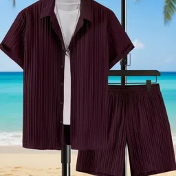 glori star Men Night Suit Set Beige Striped-picture-12