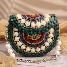 anekaant Party Green Clutch image 1