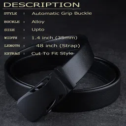 zoro Men Casual, Evening, Formal, Party Black Artificial Leather, Texas Leatherite Belt image 3