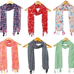 mss fashion Printed Chiffon Women Multicolor Scarf, Stole, Fancy Scarf-picture-32