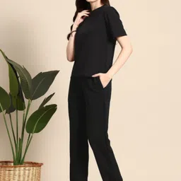 vj fashion Women Night Suit Set Black Solid image 3