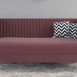 casacraft from pepperfry Alejandro Velvet 2 Seater Sofa In Dusky Rose Colour image 1