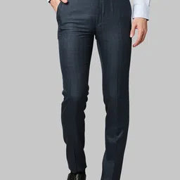 raymond Men Slim Fit Dark Blue Polyester Trousers image 1