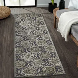 Grey and Cream Neo Persian 2x7 Feet Machine Made Runner-image-7