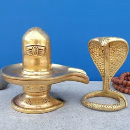 PujaNPujari Gold-Toned Shivling With Sheshnag Idol-image-77