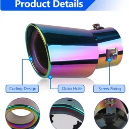 qnjl Curved Oval Universal Fit Car Exhaust Tail Muffler Tip Show Pipe 60mm Car Silencer image 3