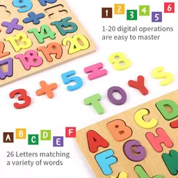 wedelight Wooden Alphabet and Number Learning Educational Puzzle Board Kids Toys Set of 2 image 3