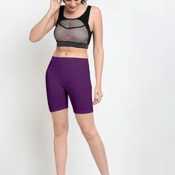 Jinfo Women Pack Of 3 Mid Rise Cotton Sports Shorts image 5