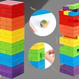 akshar toyz rainbow toys Colorful Wooden Stacking Games Building Blocks For Kids Plywood Wood Block image 2
