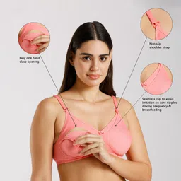 momtobe Pack of 3 Women Maternity/Nursing Non Padded Bra image 2