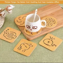 hexoniq Wooden-Bamboo Trivet , Wooden Heat Resistant Mat, Wooden Non-Slip Insulation Table Mat for Pots, Pans, Plates, Dishes, Teapots (Random Pattern) Wooden Trivet image 3