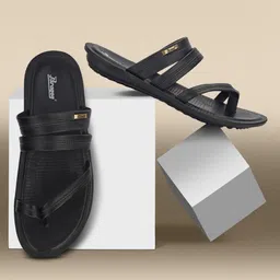 paragon Men PUK2224G Men's Slip-on Black Sandals for Men | Comfortable Sole(Black ,6) Sandal image 1