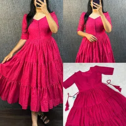 jwalac Women Self Design Cotton Blend Flared Kurta image 4