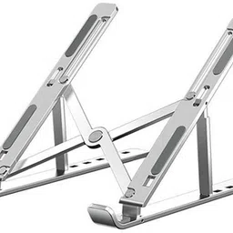 JIBON Exclusive 6 Gear Height Bottom Anti Slip Strip Aluminium Floor and Desk Stand Rotatable Laptop Stand with Adjustable Height Compatible with Universal Laptops-image-1