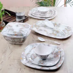 cdi Textured 40 Pcs White & Grey Melamine Dinnerware Set-picture-31