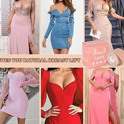 glocal web Breast Shaper & Lifter Boob Tape with 10 Nipple Pasties for Women R283 Nursing Breast Pad image 3