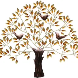 pitaraplex Metal Wall Hanging 3 Bird Tree Home Décor, Gold, 29X1X31 Inch image 2