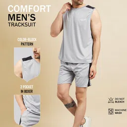 chrome & coral Colorblock Men Track Suit image 3