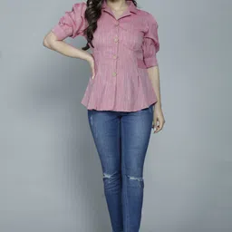 thawar ji Casual Regular Sleeves Solid Women Pink Top-picture-11
