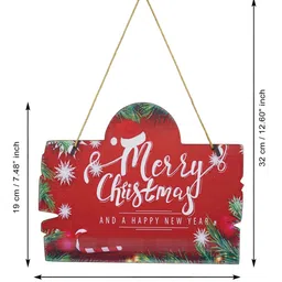 ecraftindia Red Engineered Wood Merry Christmas & Happy New Year Wall Hanging image 2