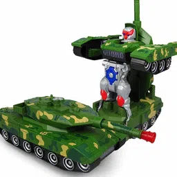 toysale Battery Operated Robot Converting Tank | Flash Lights | Sound | Military Tank Toy image 2