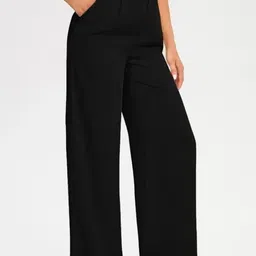 chalodia Women Regular Fit Black Cotton Blend Trousers image 4