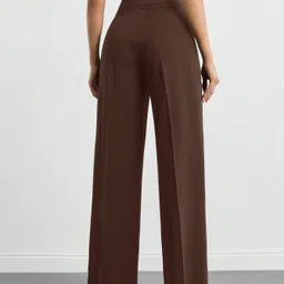 njfashion Women Regular Fit Brown Lycra Blend Trousers image 2