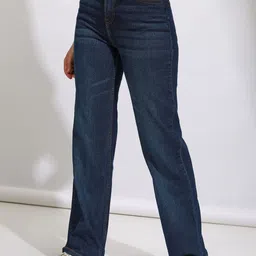 tokyo talkies Women Straight Fit Mid Rise Dark Blue Jeans image 3