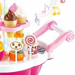kiddokids Luxury Supermarket Shop with Candy Sweet Shopping Cart, Ice Cream Role Playset Toy for Kids with Light and Sound Effect (Ice Cream Cart Sp.) image 3