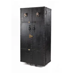 three sixty Relic Leather Bar Cabinet In Black Colour image 3