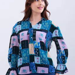 Women Regular Fit Printed Button Down Collar Casual Shirt-image-87