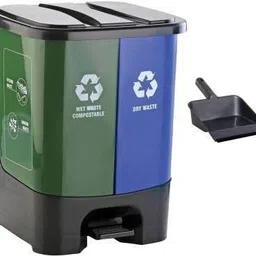 New Twin Bin Dry & Wet 2 in 1 Waste Dustbin (30 Ltrs) & With Unbreakable Dustpan Grey Plastic Dustbin-image-22