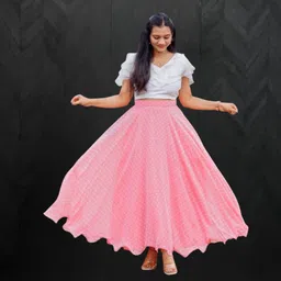 rivaashafashion Polka Print Stitched Lehenga & Crop Top image 2