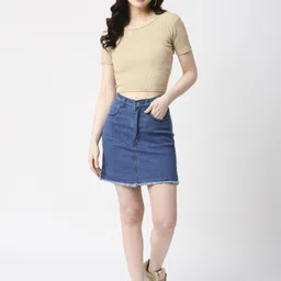 tci Women Solid Regular Blue Skirt image 5