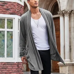 chitra style Men Asymmetric Full Sleeve Grey Shrug image 4