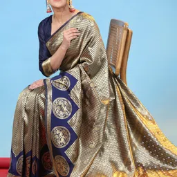 Rujave Woven Design Ethnic Motifs Zari Art Silk Banarasi Saree-image-31