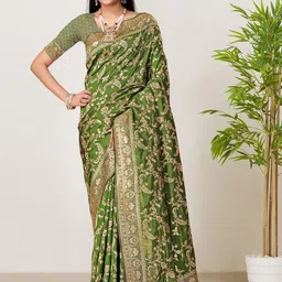 ODETTE Woven Design Zari Banarasi Saree-picture-15