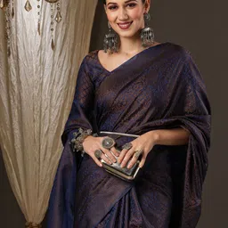 Mitera Ethnic Motifs Zari Woven Banarasi Saree-image-85